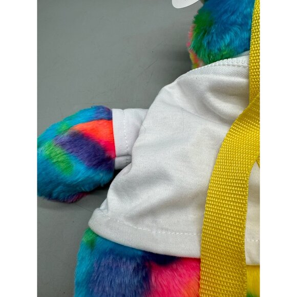 Noah's Ark kids Rainbow Plush Teddy Backpack White Shirt adjustable 16" READ NEW - Picture 9 of 13
